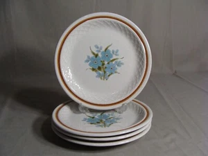 4 NIKKO Color Stone 7 1/2" Salad Plates In The Pansy Pattern (Blue Flowers) - Picture 1 of 4