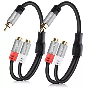RCA Splitter Y-RCA Cable, 1 RCA Male to 2 RCA Female Audio Speaker Y Adapter, Sh - Picture 1 of 11