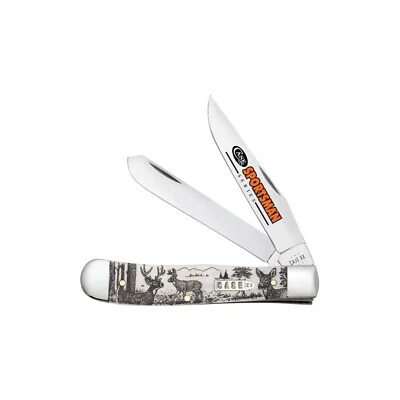 Cuchillo trampero de huesos naturales lisos adornado con ciervos serie Case Sportsman #81220 Foto 1 de 4