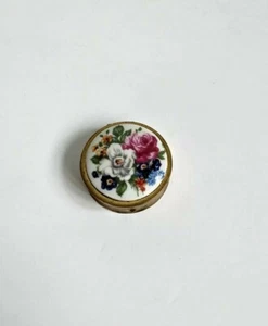 Vintage Limoges Round Porcelain Hinged Trinket Jewelry Vanity Pill Box Castel  - Picture 1 of 11