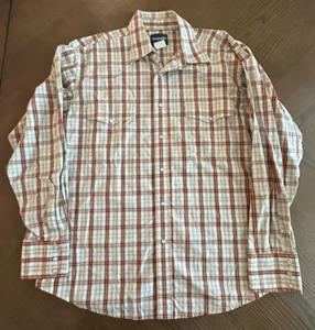 Wrangler Pearl Snap Shirt Herren Gr. XL hellbraun orange gestreift Langarm Rodeo - Bild 1 von 4
