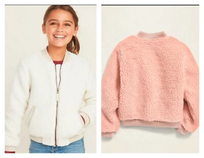 NEW OLD NAVY (GAP) SHERPA BOMBER GIRL JACKET, COAT LARGE (10) N3 - Image 1 of 2