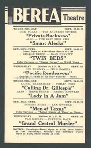 1942 BEREA THEATRE OH SHOWING CALLING DR GILLESPIE W/L BARRYMORE & P DORN ETC - Picture 1 of 1