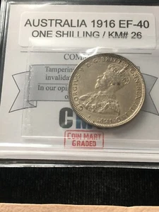 1916   Australia ; One Shilling , Coin Mart Graded**EF-40** KM# 26 - Picture 1 of 8