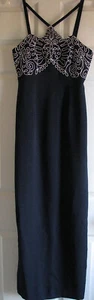 Navy white elegant formal evening gown ladies 10 After Six embroidered Dress - Picture 1 of 5