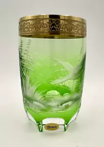 MOSER grüner Kristallbecher mit Gravur Fasan im Flug - 24kt Gold - Bild 1 von 7
