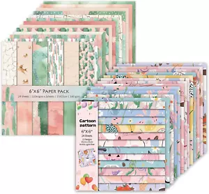 48 Sheets 24 Designs Scrapbook Paper Pad, 6"×6" Single-Sided Decopodge Craft Pap - Picture 1 of 9