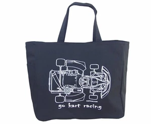 BORSA TOTE, Kart Racing, tessuto poliestere pesante, NERA, 14"x 12"x 6,5" OTTIMO REGALO! - Foto 1 di 2