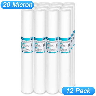 12 Pack 20 Micron 20"x2.5" Big Blue Sediment Water Filter Cartridges Whole House - Image 1 of 4