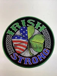 Irish Strong Clover EMBROIDERED 9" INCH IRON ON MC BIKER PATCH Free Shipping - Picture 1 of 7