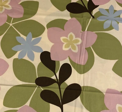 City Blooms Fabric By Kitty Yoshida For Benartex Green Lavender Brown Blue 1+Yds - Image 1 of 4