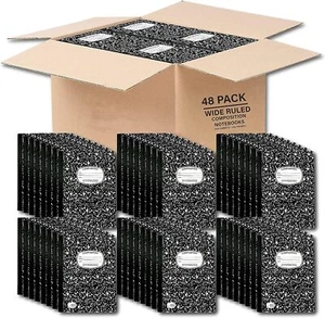 Composition Book Notebook Wide Ruled Paper 9-3/4" x 7-1/2" 100 Sheets 48-Pack - Picture 1 of 33