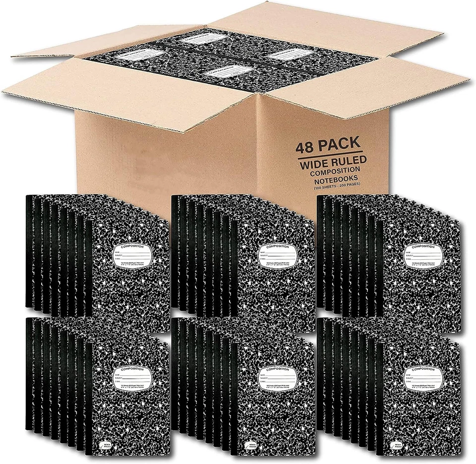 Libro de composición cuaderno papel con reglas anchas 9-3/4" x 7-1/2" paquete de 100 hojas Foto 1 de 1