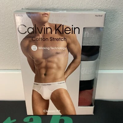 Calvin Klein Underwear 3 Pack Hip Brief Black Cotton Stretch Men’s  X Large - Image 1 of 4