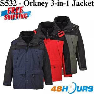 Portwest Mens Orkney 3-in-1 Waterproof & Windproof Breathable Jacket Winter Coat - Picture 1 of 9
