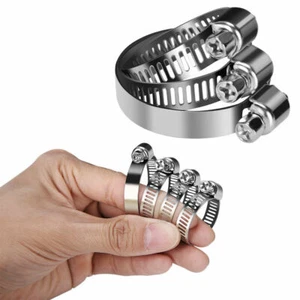 182X Fuel Hose Clamps Stainless Steel Pipe Clamp Kit Adjustable Worm Gear Clips - Picture 1 of 11