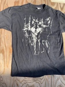 Cal Cru- Wolf Print T-shirt - XXL Black USA Made 2 XL - Picture 1 of 13