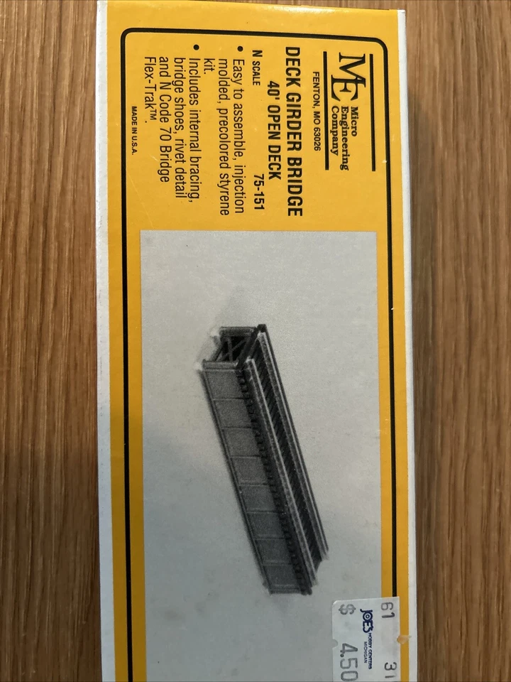 MICRO ENGINEERING COMPANY DECK GIRDER BRIDGE 40' OPEN DECK N Scale. Never Used - Image 1 of 1