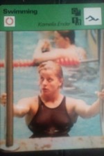 SPORTSCASTER CARD. .  KORNELIA ENDER. . E GERMANY. . OLYMPICS. . 1977 