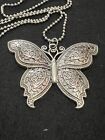Silver Plated Butterfly Steampunk BOHO Necklace 2.5x2.3