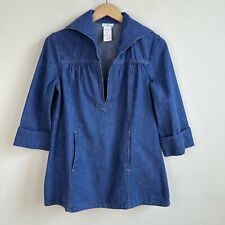 Vintage 70s Denim Tunic/Smock Top Front Pockets Sears JR. Bazaar Made in USA M