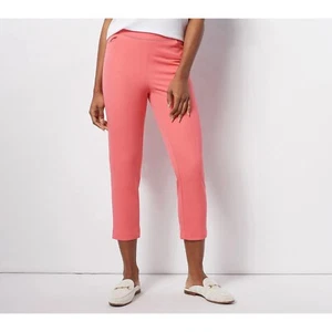 Isaac Mizrahi Live Petite 24/7 Stretch Crop Pants Size 30 Coral Cotton Blend NEW - Picture 1 of 8