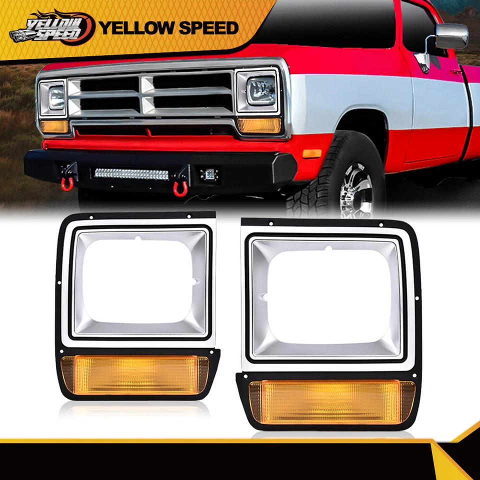 Par de bisel de faros aptos para camioneta Dodge con luz de estacionamiento en esquina Foto 1 de 4