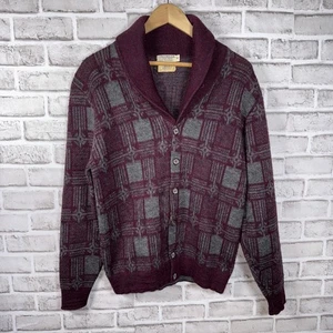60er Vintage Herren S Wolle Strickjacke Pullover Schalkragen The Cayuga by Himalaya - Bild 1 von 5