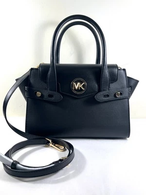 MICHAEL KORS CARMEN BLACK GOLD SAFFIANO LEATHER Medium SATCHEL SHOULDER BAG - Image 1 of 4