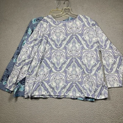 Croft & Barrow The Classic Tee T Shirt Women's Plus 2X Blue Lot of 2 Long Sleeve - Image 1 of 4