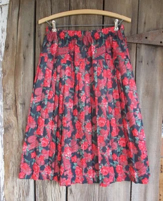 Falda midi plisada vintage estampado rosa cachemir para mujer talla 10 Foto 1 de 4