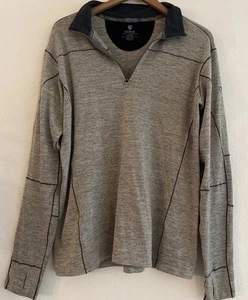 Herren KUHL 1/4 Zip Pullover Langarmshirt Large grau Daumenlöcher L Large D1 - Bild 1 von 9