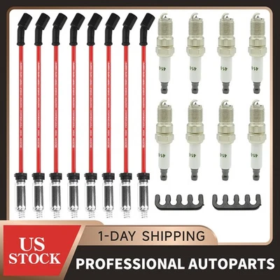 8pcs 9748HH Wires & 41-962 19299585 Spark Plugs For Chevrolet GMC 4.8L 5.3L 6.0L - Image 1 of 4