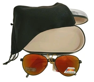 Aviator Sunglasses W/Black Frame, Orange/Red Revo Style Lenses, Spring Temples. - Picture 1 of 2