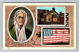 Frederick MD-Maryland, Barbara Fritchie ihr Haus & Flagge Vintage Postkarte - Bild 1 von 2