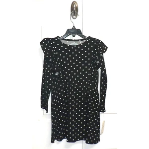 Harper Canyon Girls Long Sleeve Ruffle Dress Black & White Polka Dots Sz 4 $18 - Picture 1 of 4