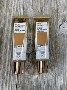 2pk L'Oreal Age Perfect Radiant Serum Foundation Sunscreen Caramel Beige SPF 50 - Picture 1 of 2