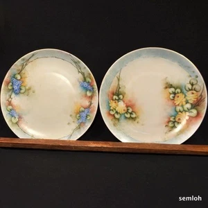 Bavaria Hutschenreuther Set 2 Plates Florals w/Gold Artist A. Grambo 1939-1964 - Picture 1 of 11