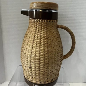 Corning MCM Rattan Wicker Thermal Coffee Carafe - Picture 1 of 7