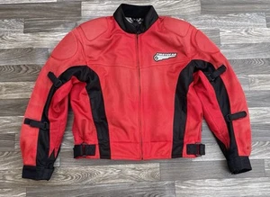 First Gear Men’s Red Full Zip Armored Padded Mesh Motorcycle Jacket Size M - Picture 1 of 9