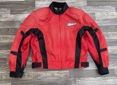 Chaqueta de motocicleta First Gear roja con cremallera completa blindada de malla acolchada talla M para hombre Foto 1 de 4