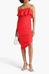 Nuevo con etiquetas Vestido Cinq a Sept Rojo Christa Volantes Crepé Elástico Talla 4 $395 - Imagen 1 de 8