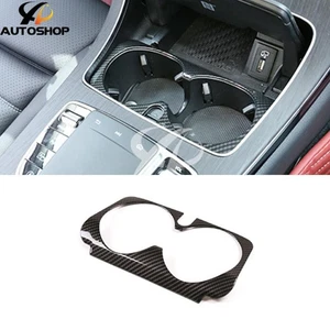 For Benz C-Class 2015-2021 Carbon Fiber Gear Water Cup Holder Frame Cover Trim - Foto 1 di 6