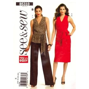 Top, falda y pantalones McCall's See&Sew patrón B5310 con corbata delantera B 16-18-20-22 sin cortar - Imagen 1 de 2