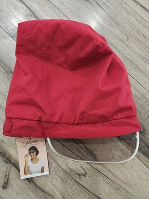 Hairbrella Classic Satin-Lined  Waterproof Adjustable Rain Hat Bonnet- Color RED - Image 1 of 4