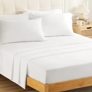 Queen Bettwäsche Set, 4 Stück Bettwäsche & Kissenbezüge mit Spannbettlaken... - Bild 1 von 7