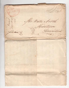 US 1836 NATCHEZ M.A IN RED ON FOLDED LETTER FROM RAE TO WALTER NORTH HIS BROTHER - Picture 1 of 4