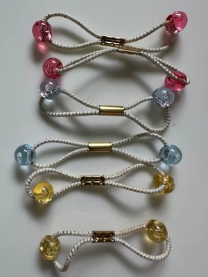 6 GOODY Vintage really small Ponytail Holders Twin beads Knocker Balls Hair Ties - Image 1 of 2