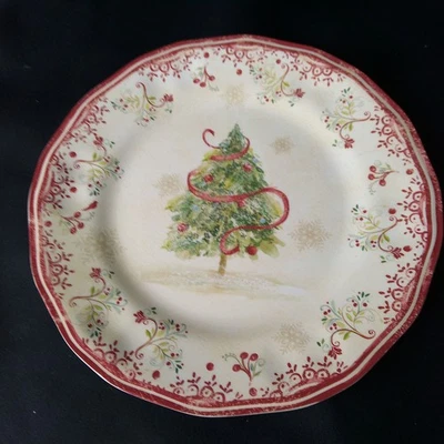 PLATO DE MELAMINA RÚSTICO 9"" ÁRBOL DE NAVIDAD DESGASTADO Foto 1 de 4