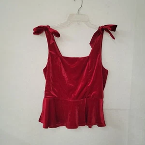 Francesca's Mi Ami Top Damen XL Rot Samt Ärmellos Bindeband Tank Schößchen Neu - Bild 1 von 12